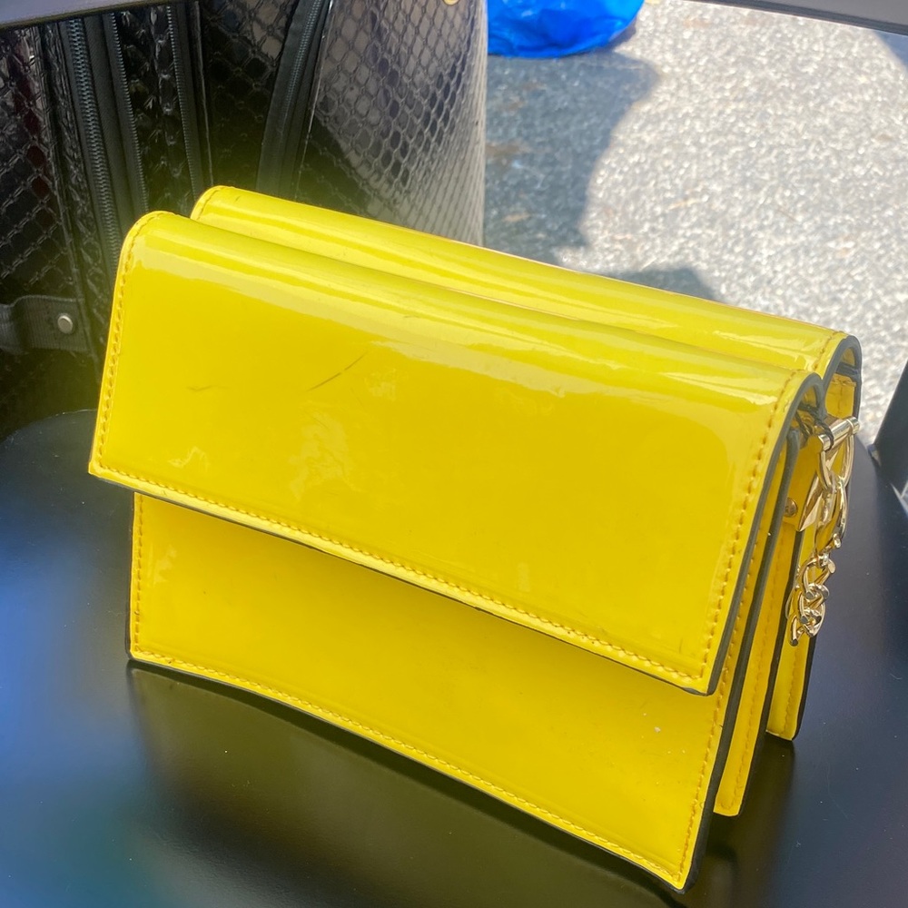 Fox Yellow Patent Leather Crossbody Bag
